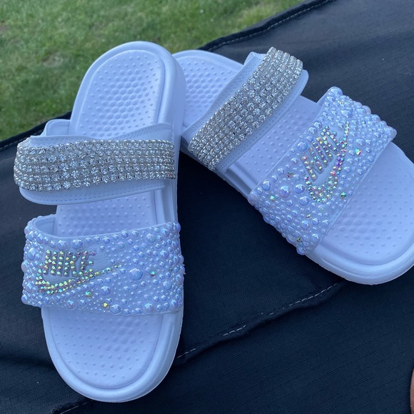 sparkly nike slides